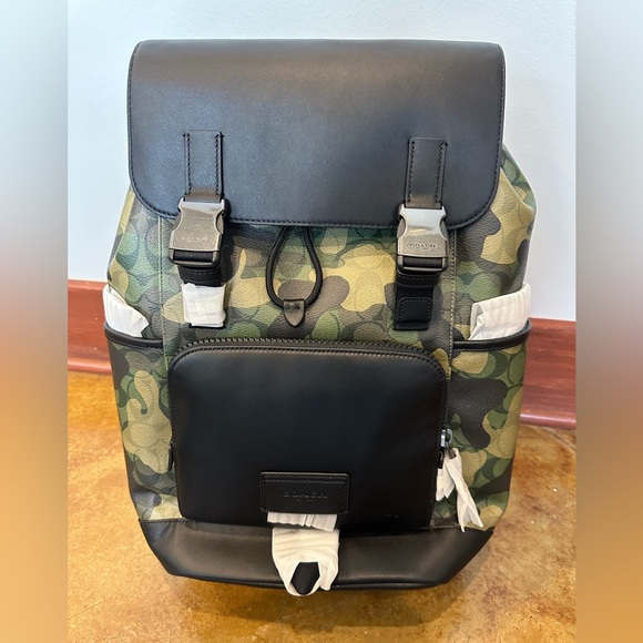 Track Backpack In Signature Canvas With Camo Print - Picture 1 of 5
